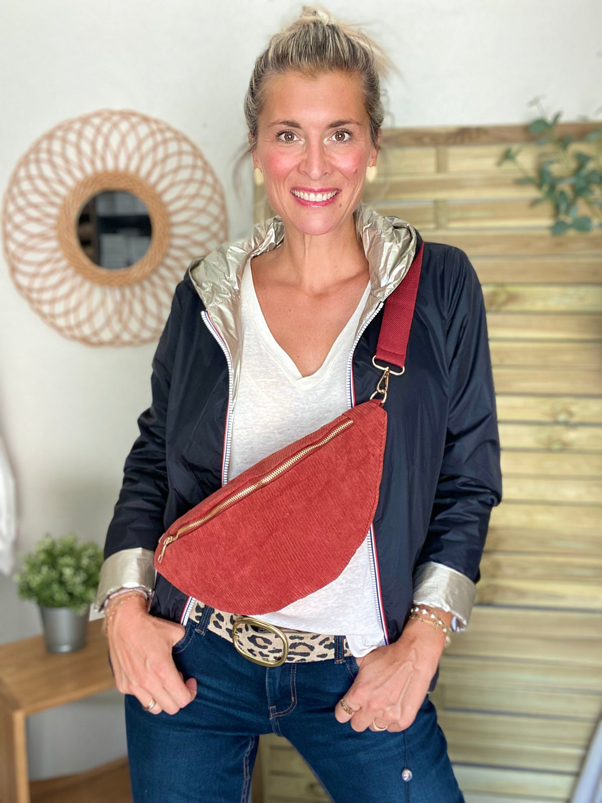 Sac banane XL velours côtelé Ciao Boum - IVY -  Terracotta (20 coloris)