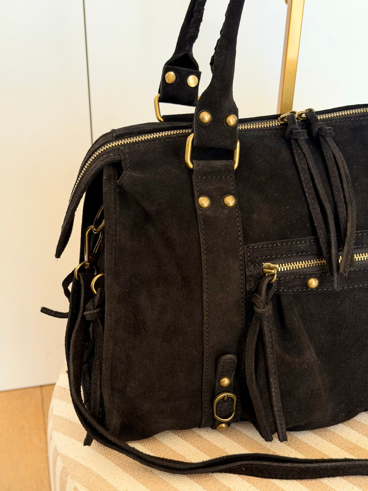 Sac cabas XL en cuir daim • HUNTER Noir