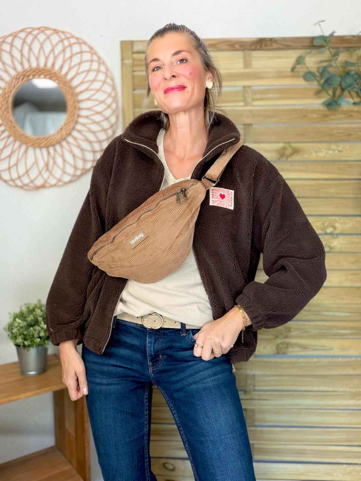 ⚡️ARRIVAGE • Veste teddy Sherpa zippée « Soleil » DORO Chocolat
