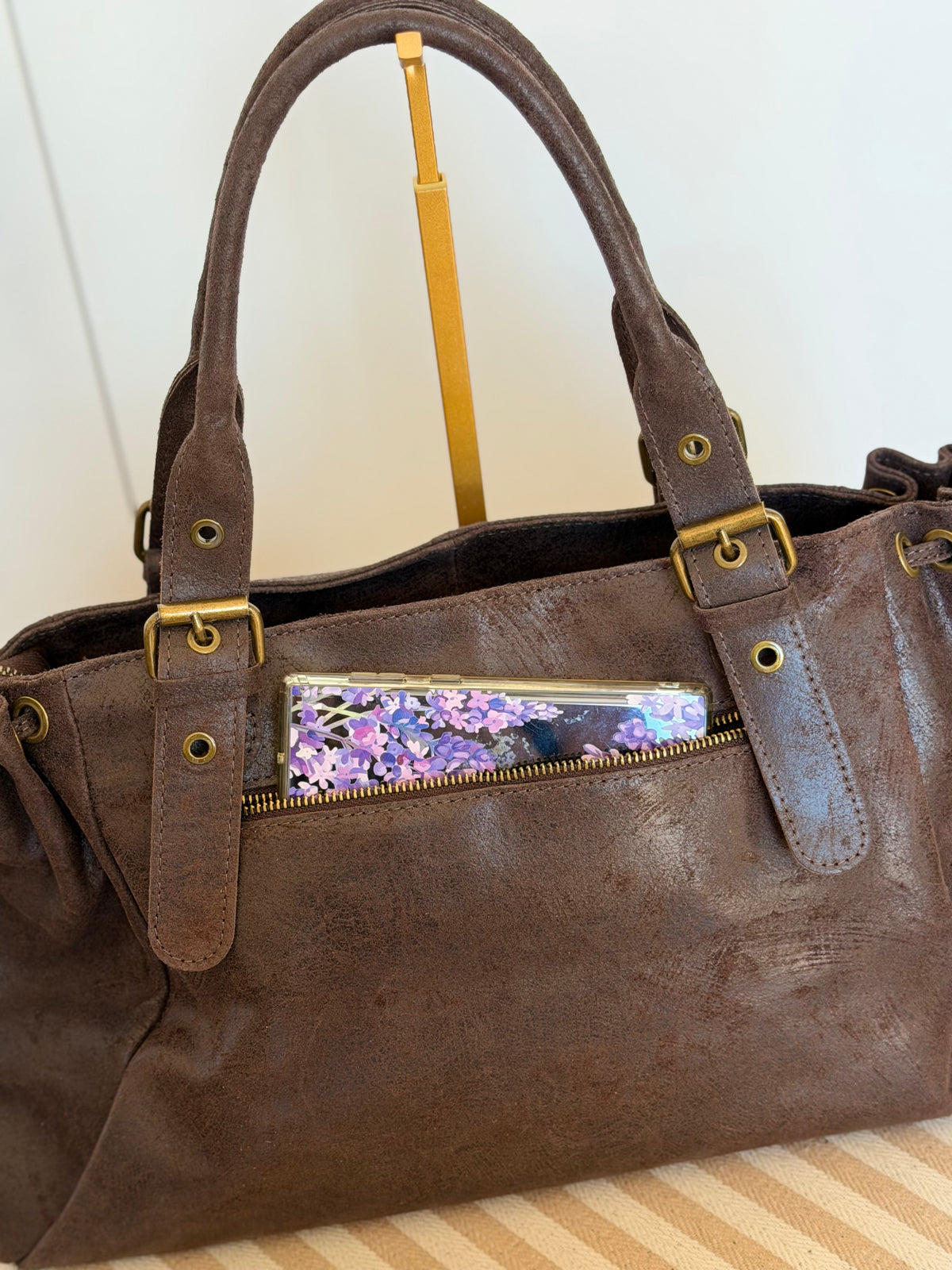 Sac cabas XL en cuir vieilli • COOPER Chocolat