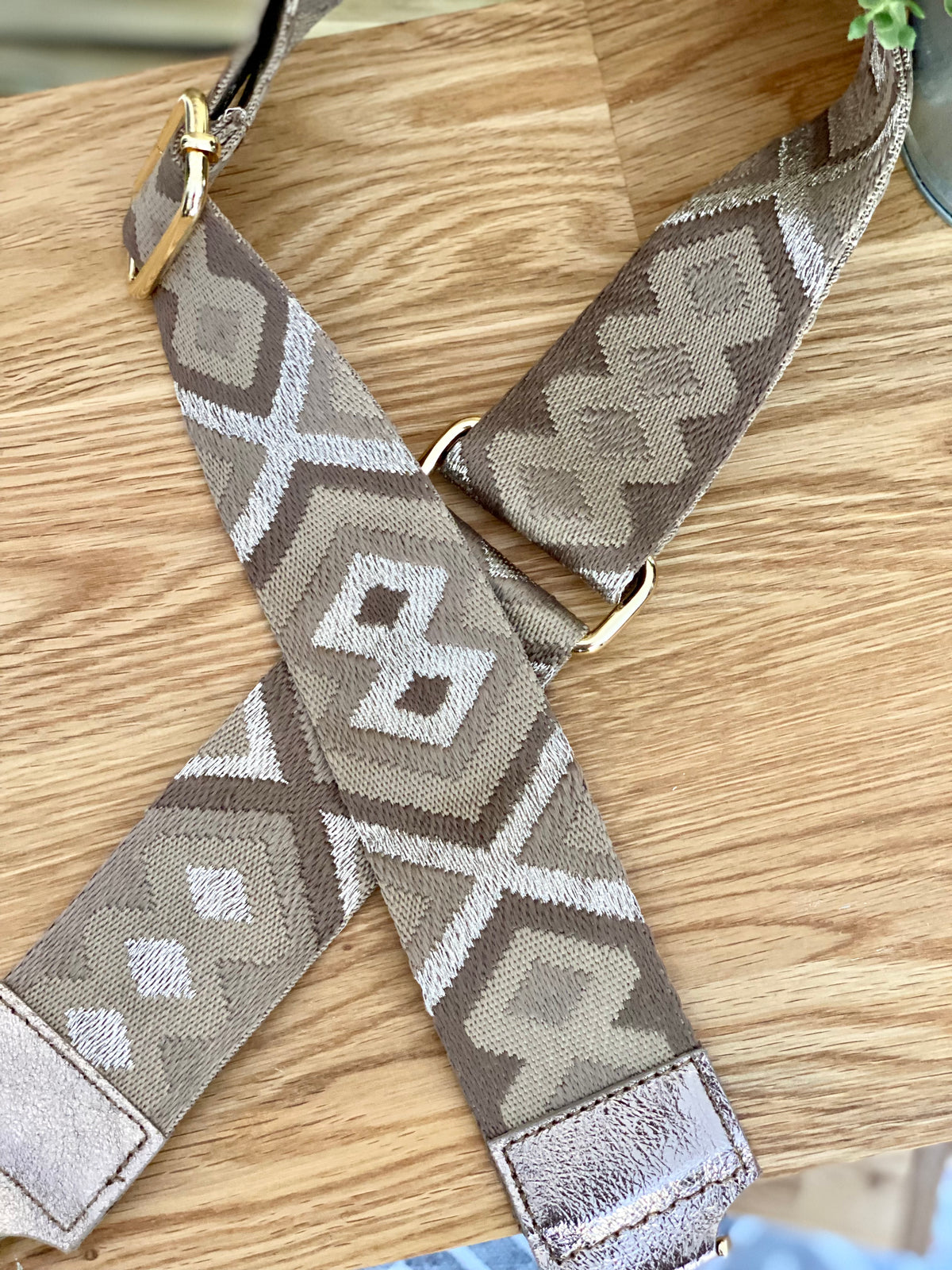 Sangle / Bandoulière en cuir irisé pour sacs / bananes - RACHEL (Losanges horizontaux)