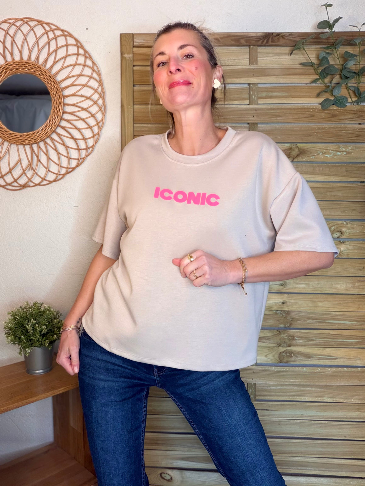 Tee shirt ICONIC matière sweat - THÉA Beige