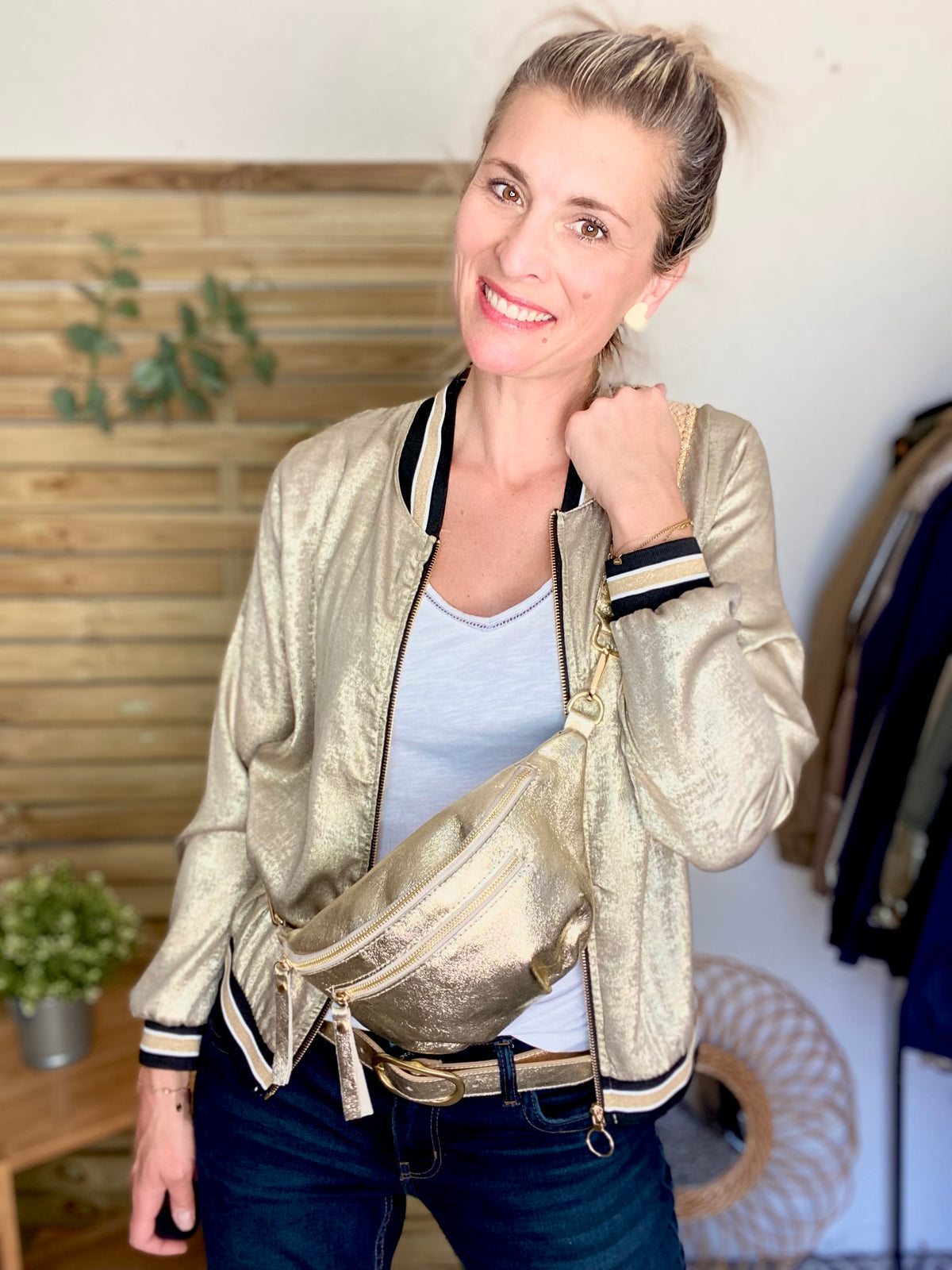 Veste bombers léger EMILY - Doré