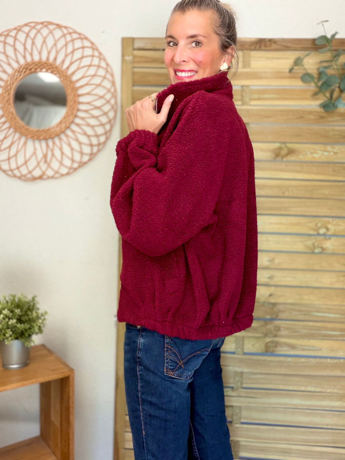 ⚡️ ARRIVAGE • Veste teddy Sherpa zippée LÉONIE Bordeaux