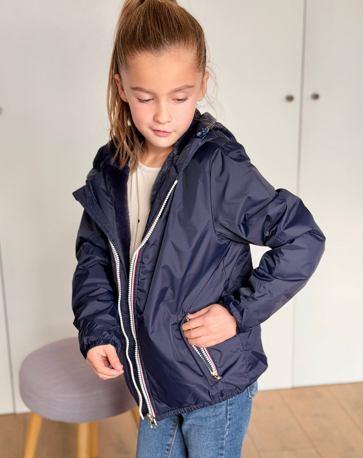 LAURA JO - Parka Imperméable mixte LOUIS.E KIDS fourré - Bleu marine