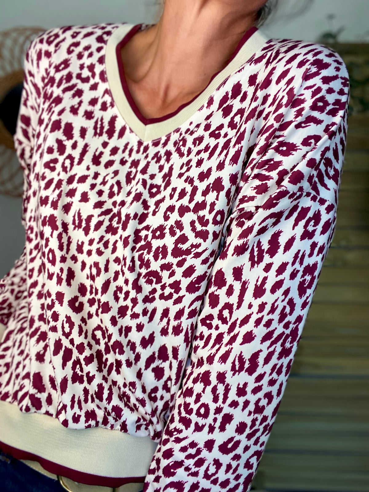 Sweat imprimé Léo 🐆 AMANDINE - Bordeaux