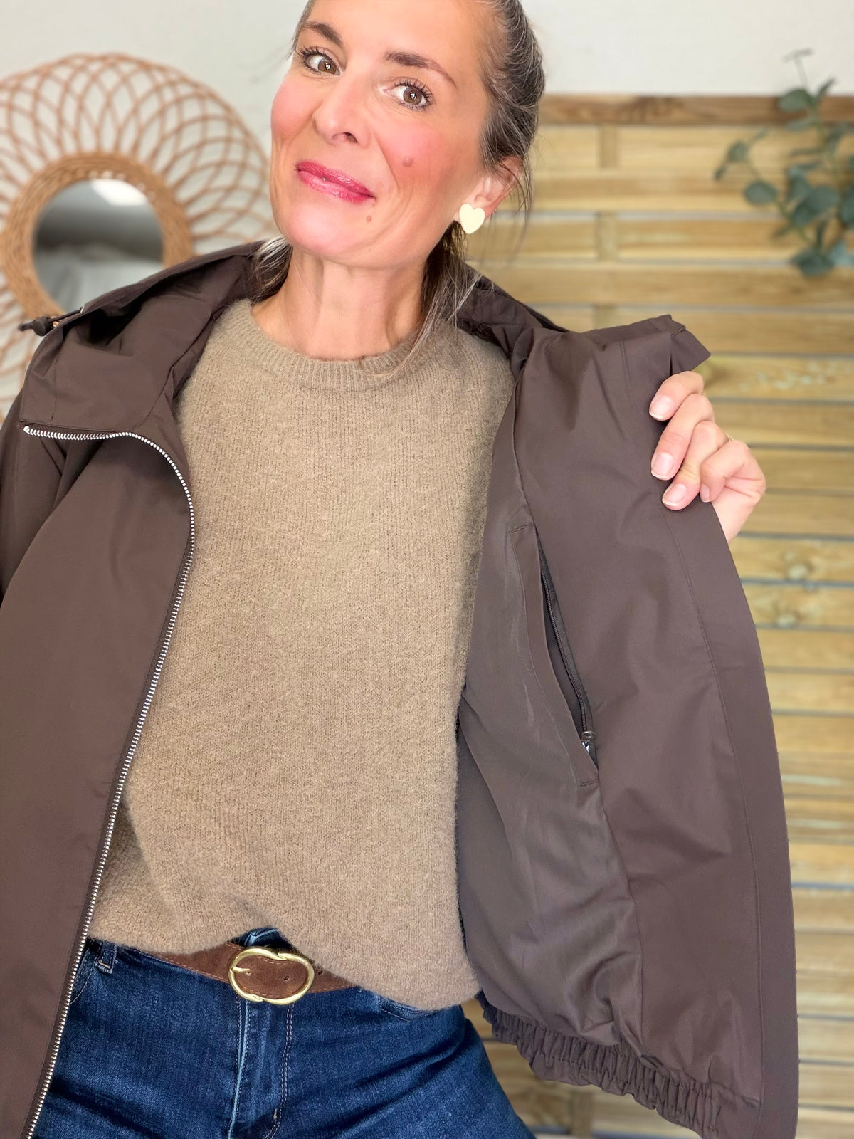 LAURA JO - Imperméable ÉLÉA court - Chocolat