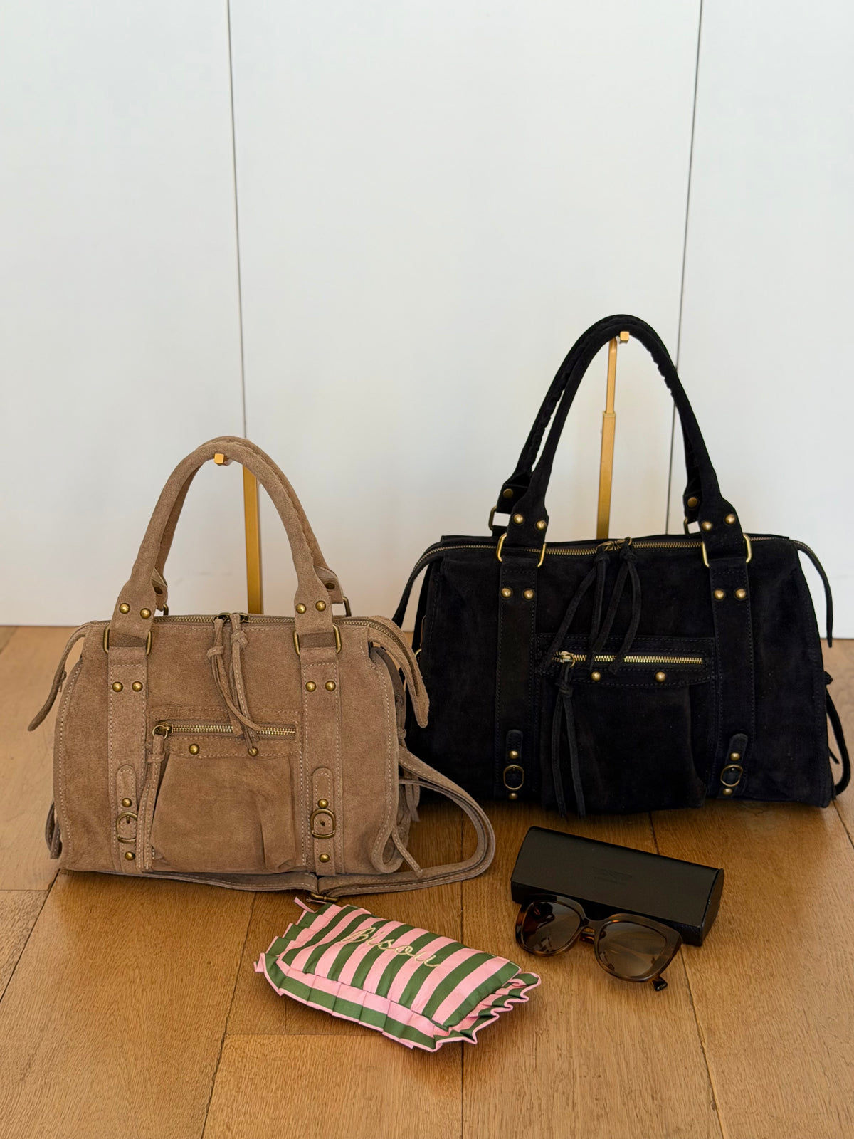 Sac à main en cuir daim • HUNTER Petit format - Taupe