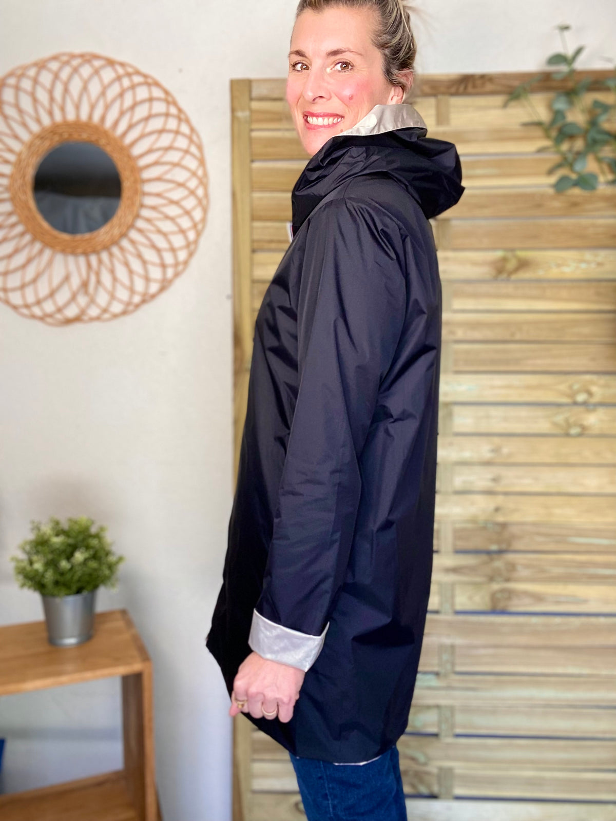 LAURA JO - Imperméable réversible léger GARANCE LONG - Noir/Doré • DESTOCKAGE sur Taille S