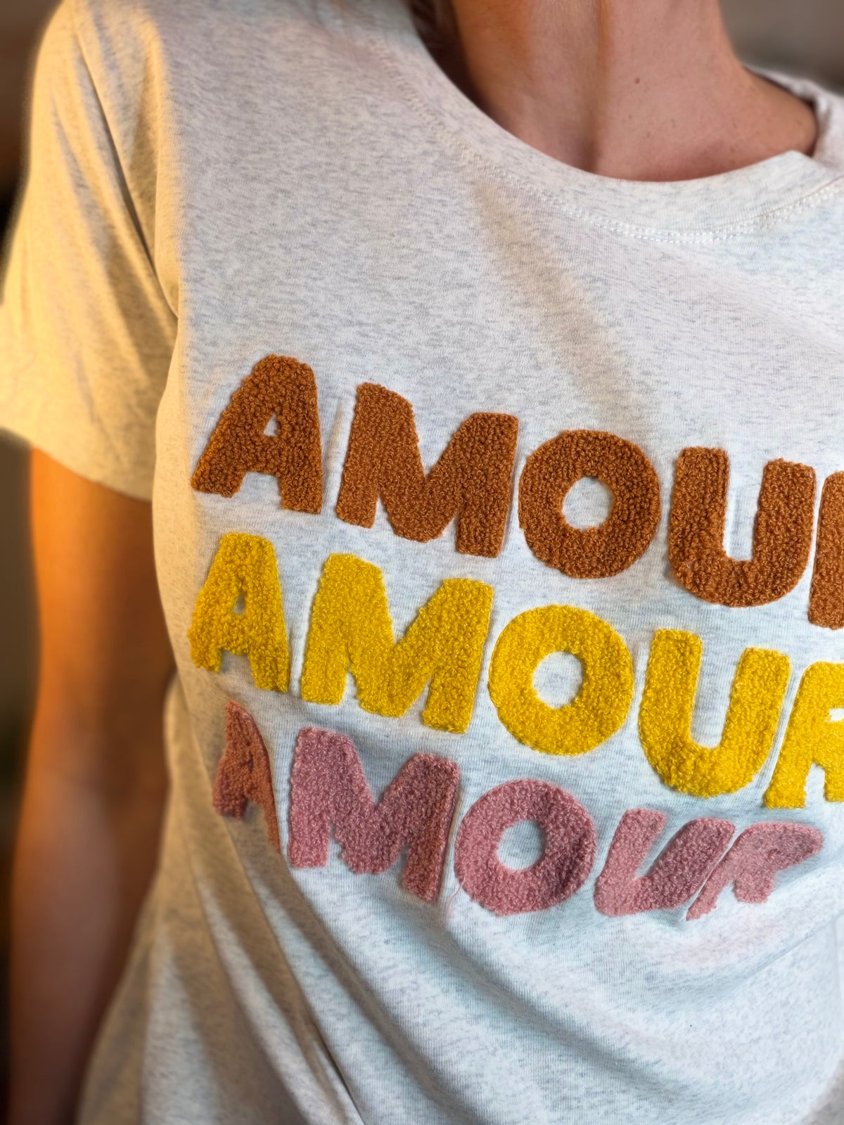 Tee shirt 3 x amour LÉA Beige - FIN DE SÉRIE