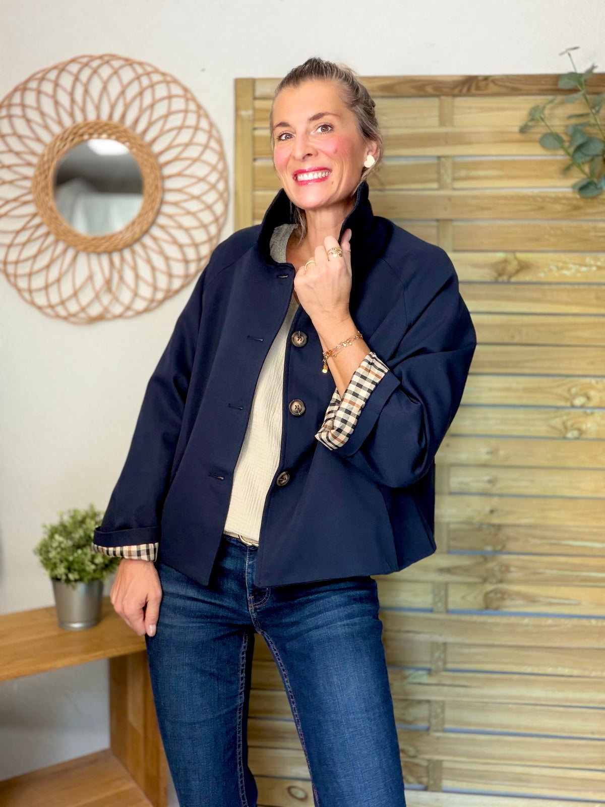 ⚡️ ARRIVAGE • Veste Trench, doublure à carreaux DANA Bleu marine