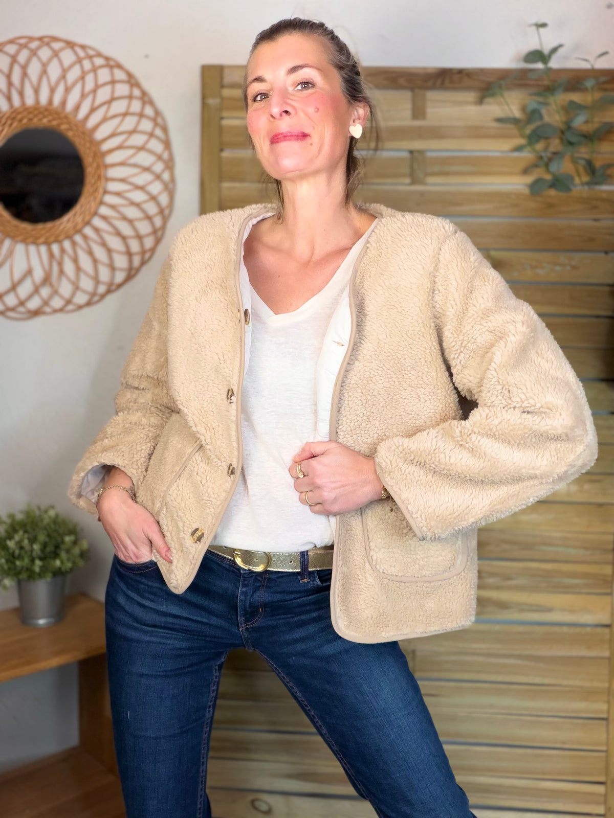 ⚡️ ARRIVAGE - Veste matelassée réversible Sherpa NOÉMIE Beige