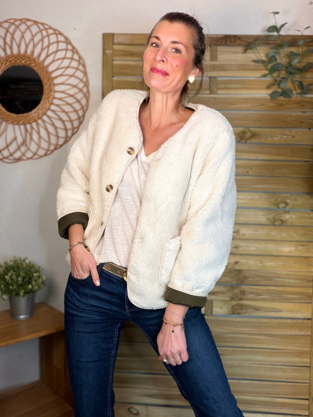 ⚡️ ARRIVAGE - Veste matelassée réversible Sherpa NOÉMIE Kaki