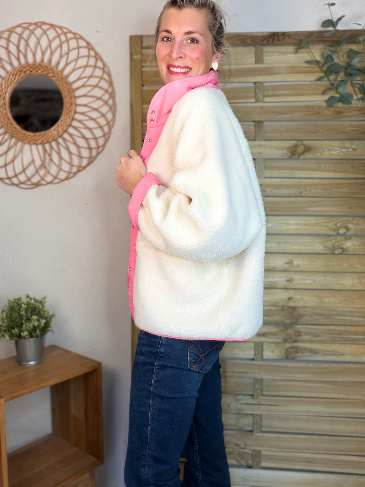 Veste matelassée réversible Sherpa AMÉLIE Rose - FIN DE SÉRIE