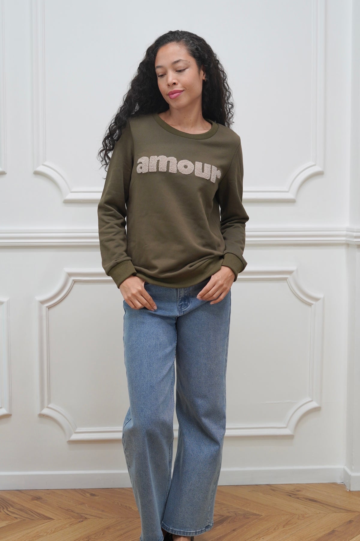 Sweat amour DORIA - Kaki / Beige
