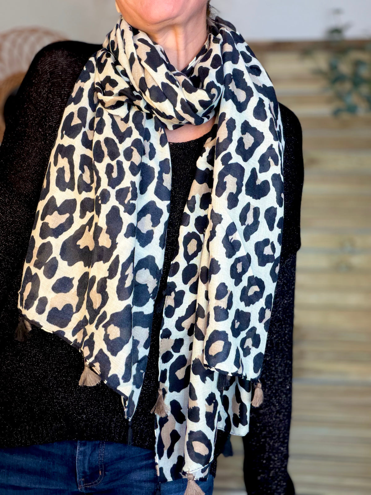Foulards Léo CLEM - Beige / noir 🐆
