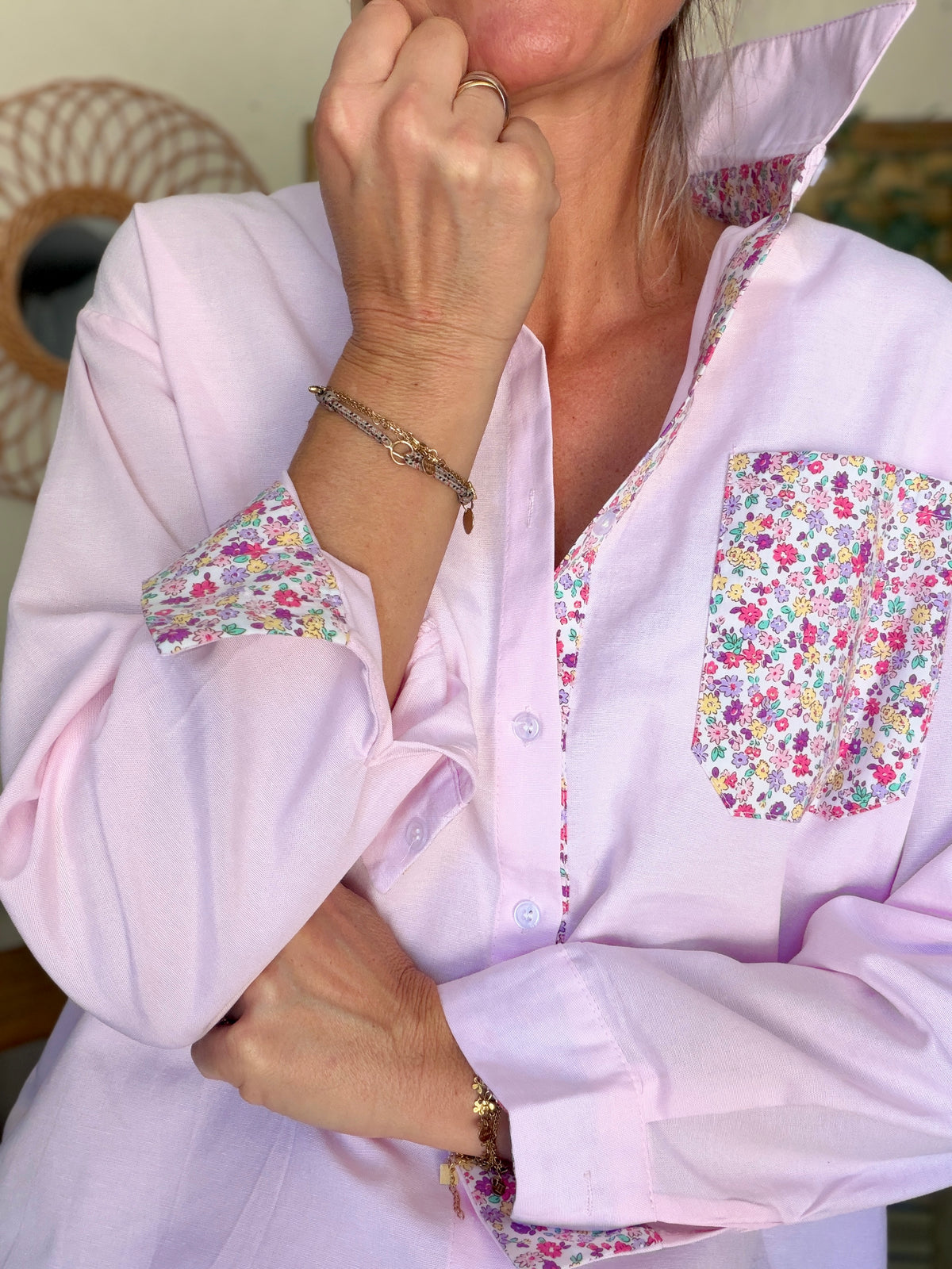 Chemise avec Liberty AZÉLIE Rose