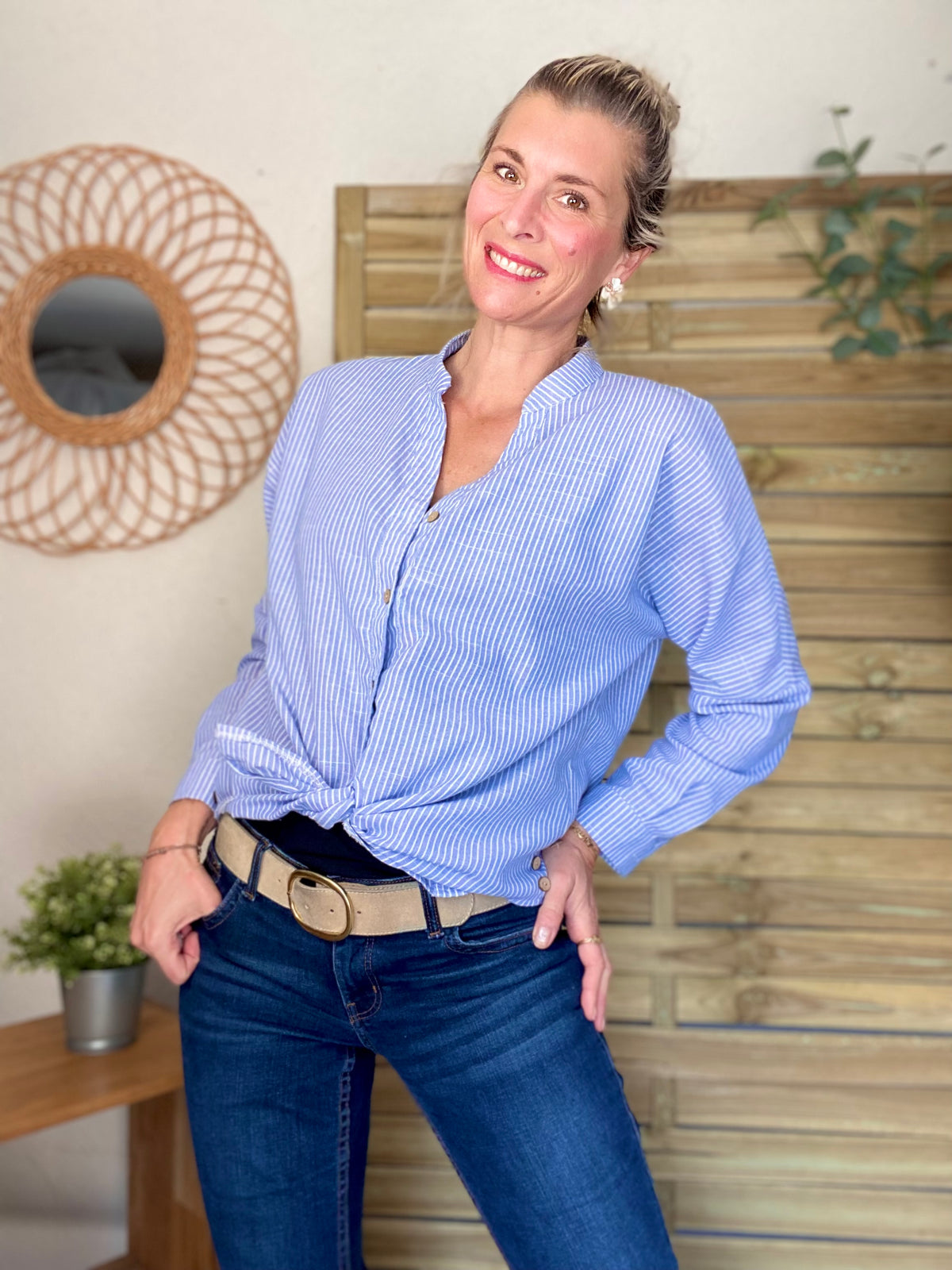 Chemise à rayures bleues (avec ou sans coeur💛)- MARGOT