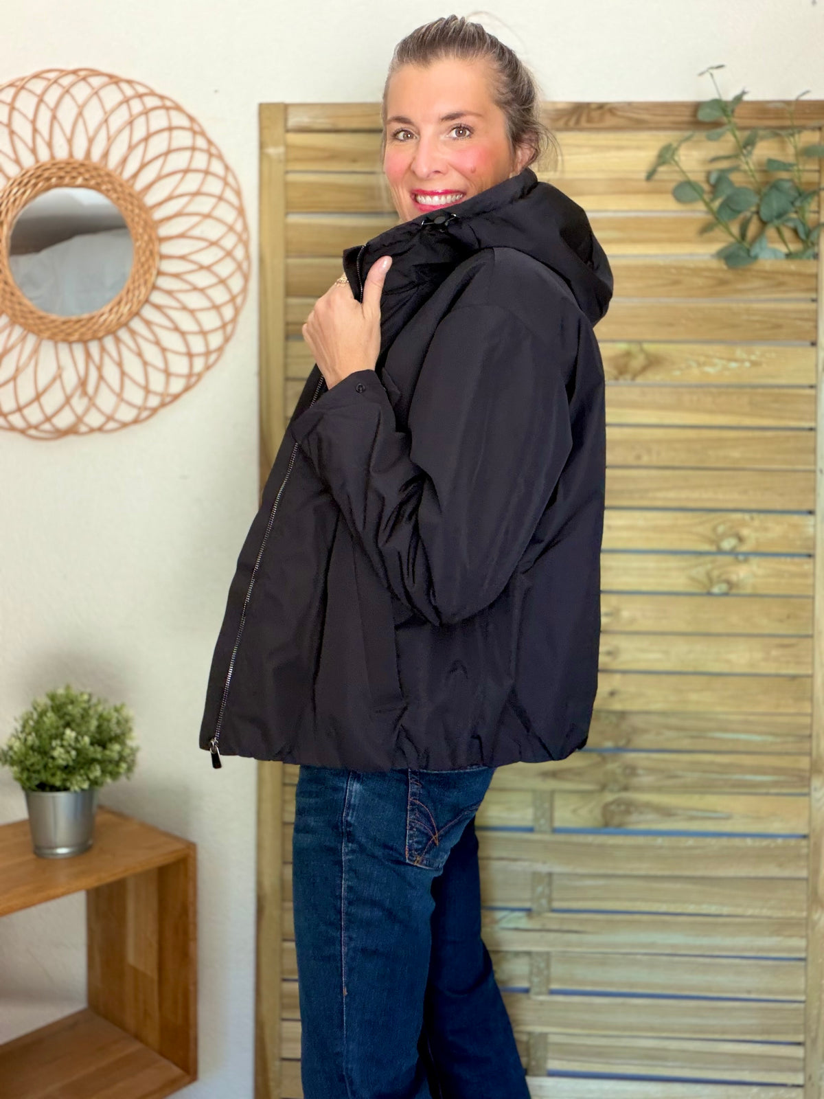 LAURA JO - Imperméable fourré sherpa EVA court - Noir