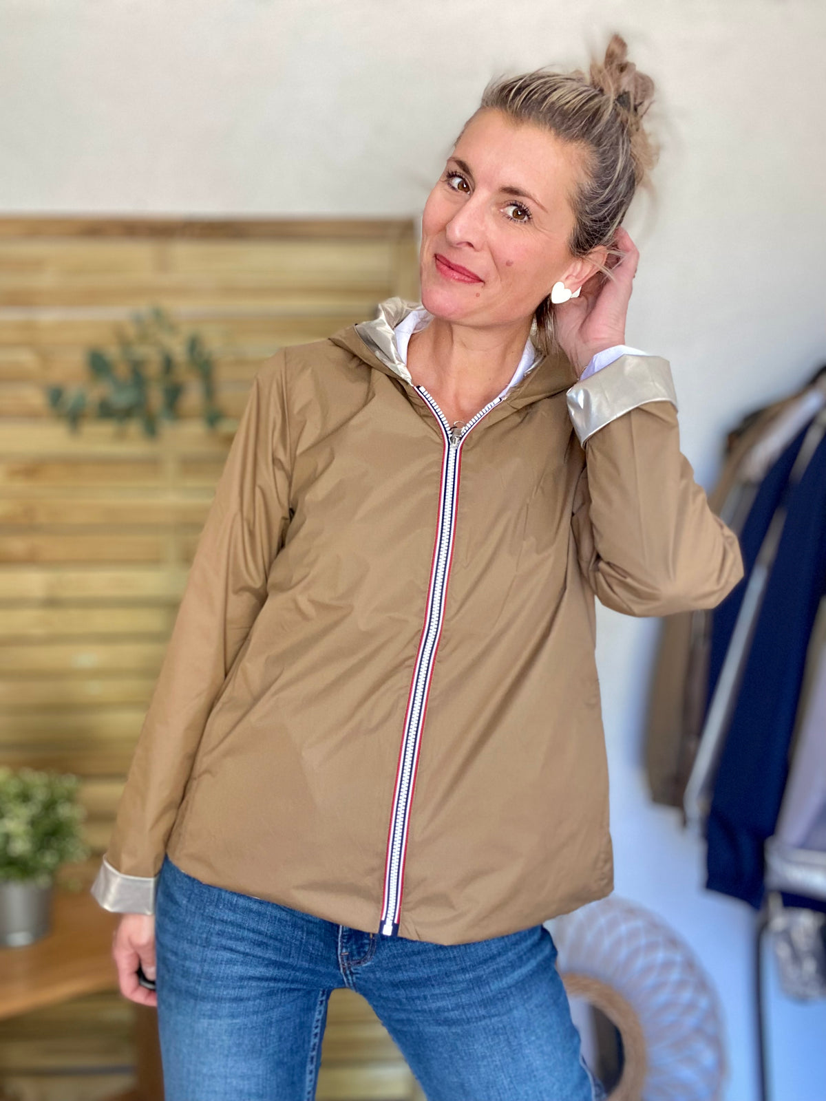 LAURA JO - Imperméable réversible GARANCE COURT léger - Camel/Doré
