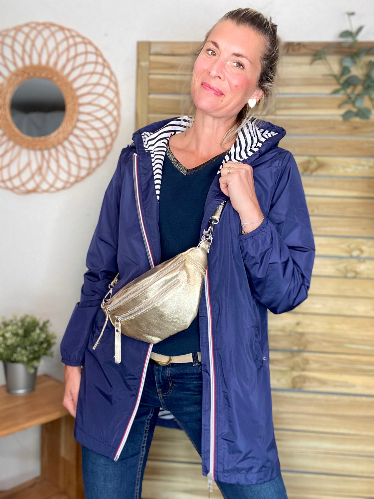 Imperméable doublé unisexe CÉLESTE - LE PETIT BRETON - Bleu Marine (taille petit) - FIN DE SÉRIE
