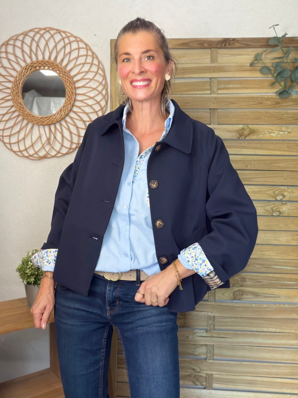 Chemise avec Liberty AZÉLIE Bleue