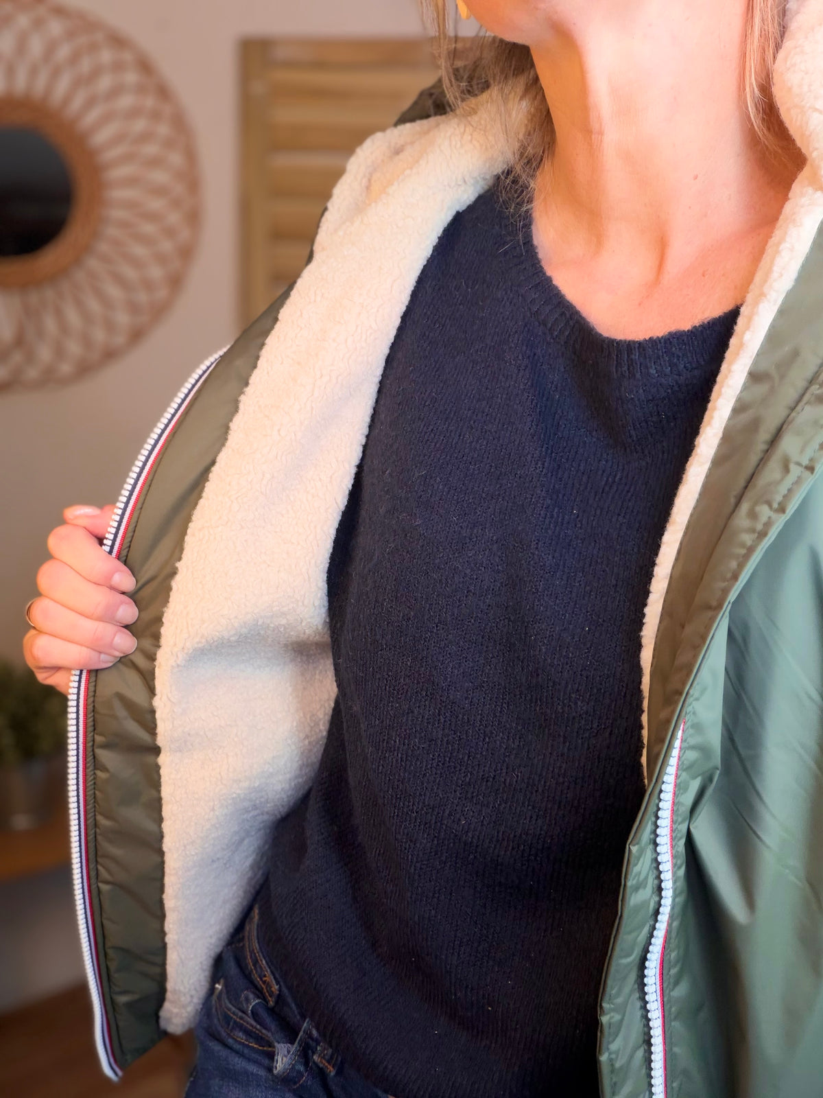 LAURA JO - Parka Imperméable LOUISE COURT sherpa - Kaki