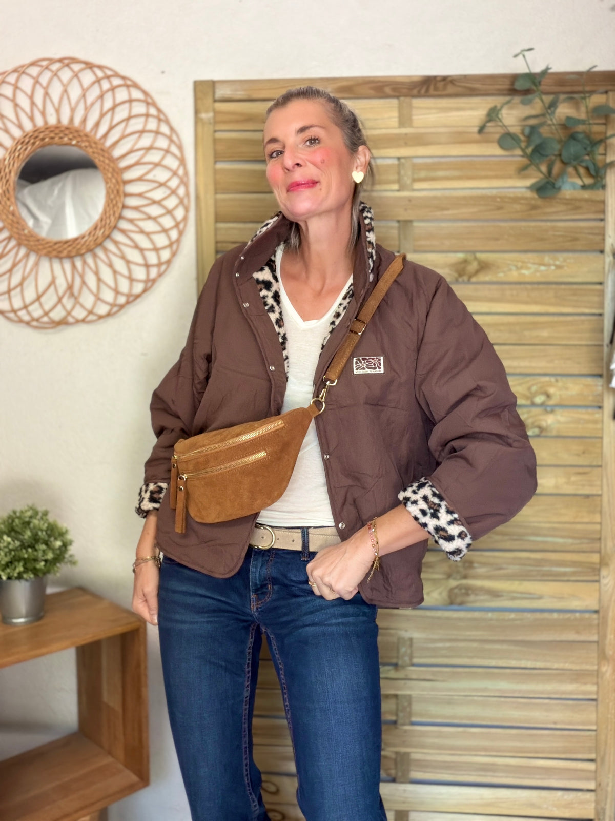 Veste matelassée réversible Sherpa AMÉLIE Choco / Léo