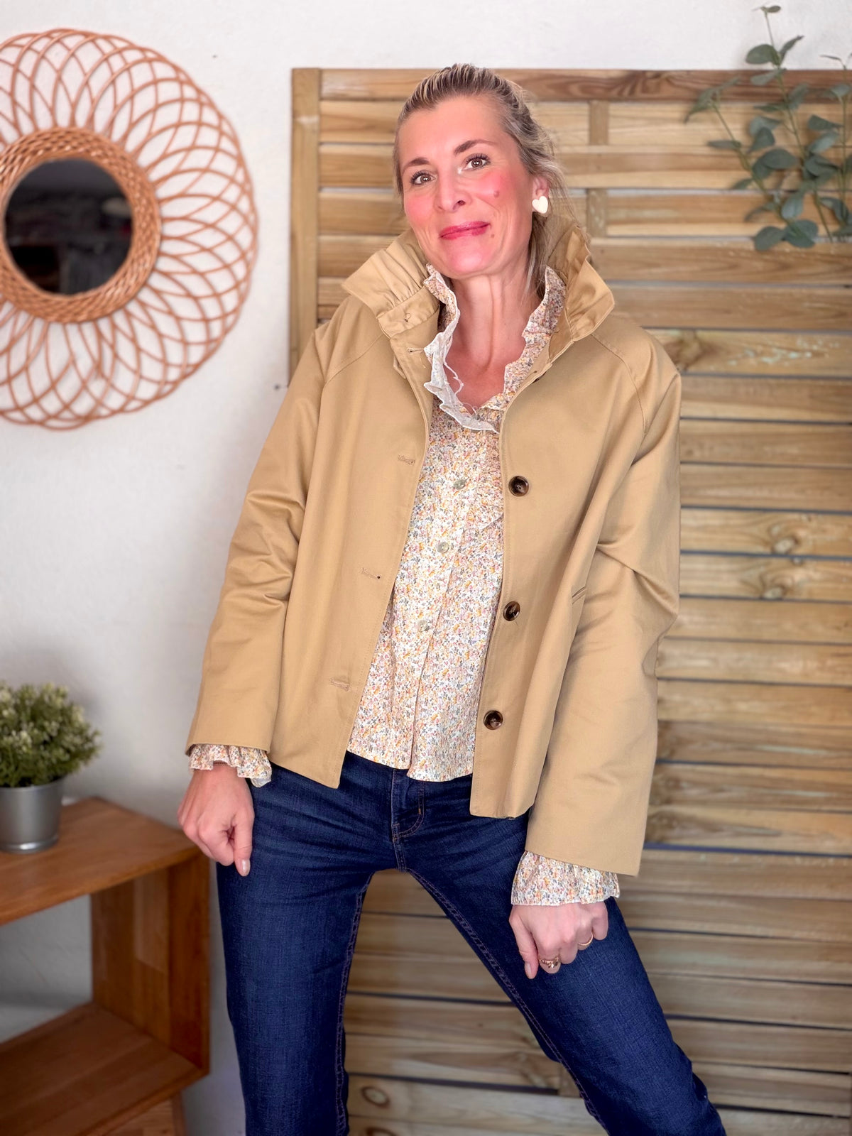 Chemise imprimée Liberty col volanté HÉLOÏSE - Jaune - FIN DE SÉRIE