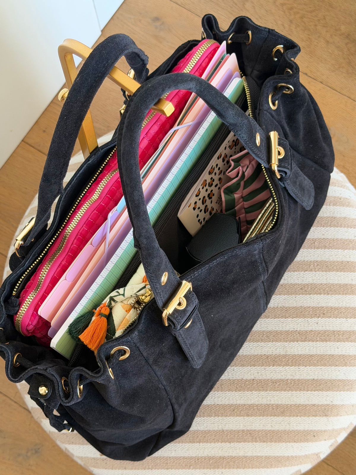 Sac cabas XL en cuir daim • JASPER Noir