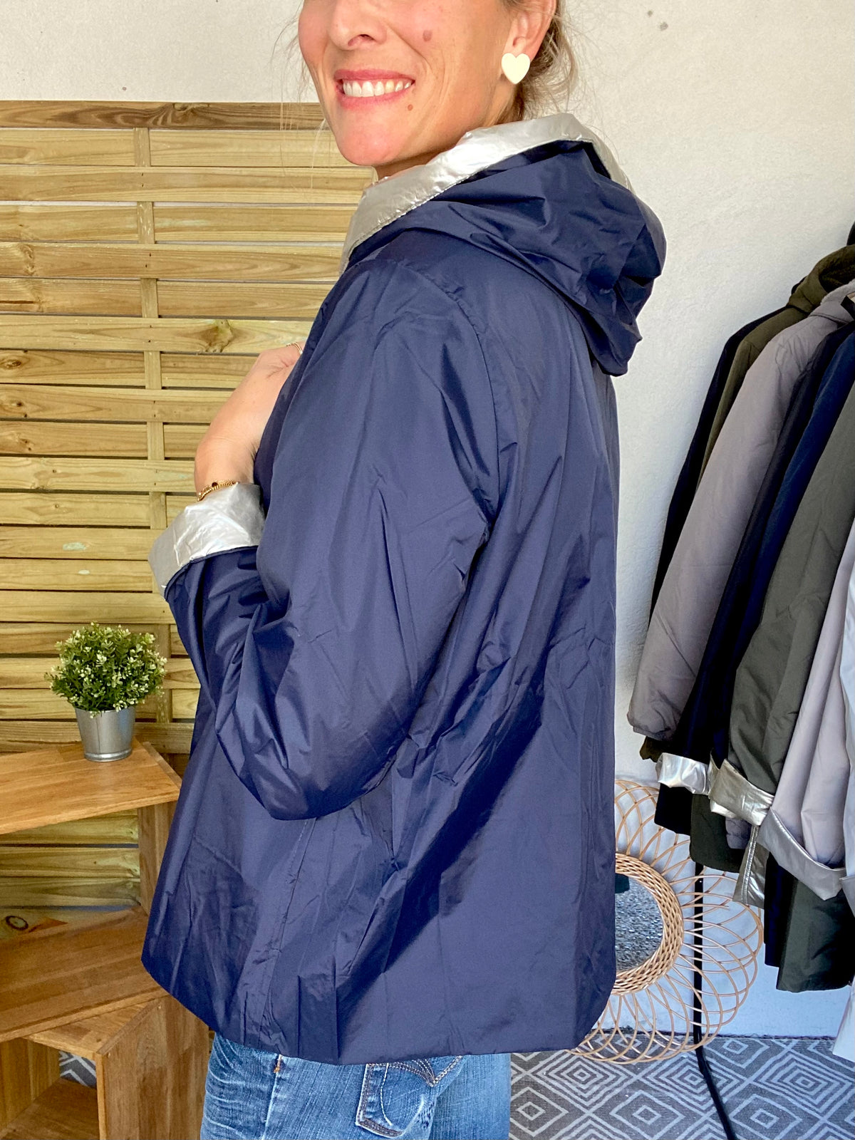 LAURA JO - Imperméable réversible rembourré LOUISON COURT - Marine/Doré