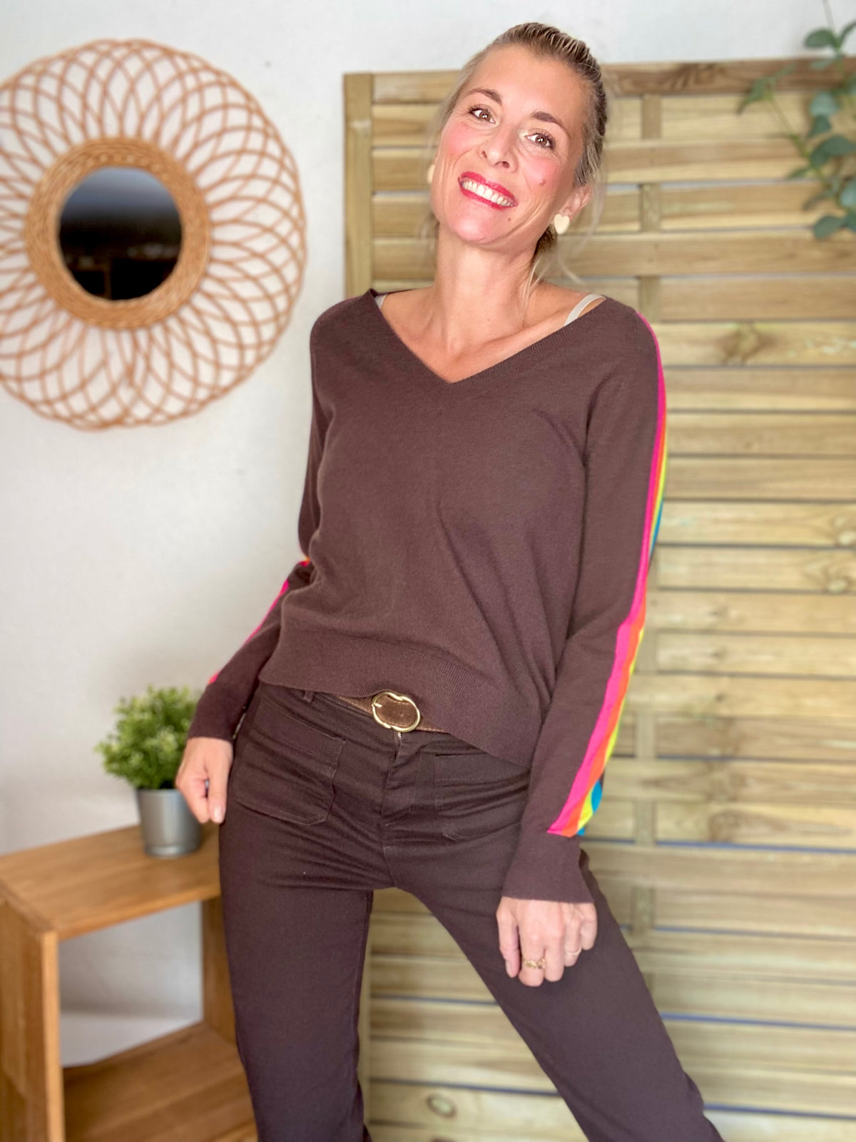 Ceinture boucle laiton - ANGIE - Chocolat