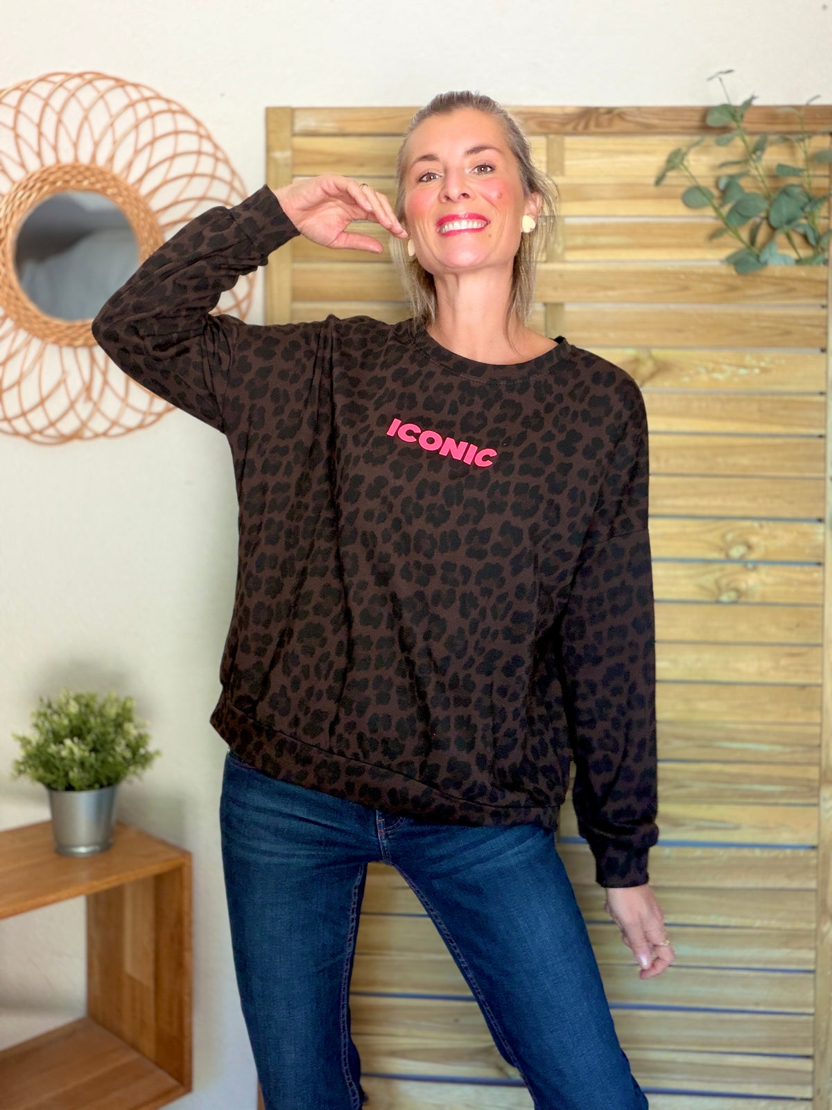 Sweat ICONIC léger 100% coton FAUSTINE Léo choco (taille 34 à 46)