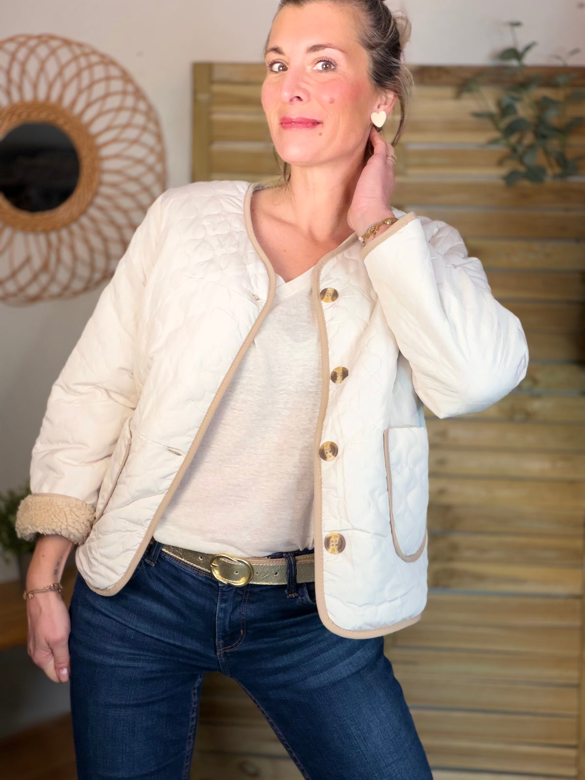 ⚡️ ARRIVAGE - Veste matelassée réversible Sherpa NOÉMIE Beige
