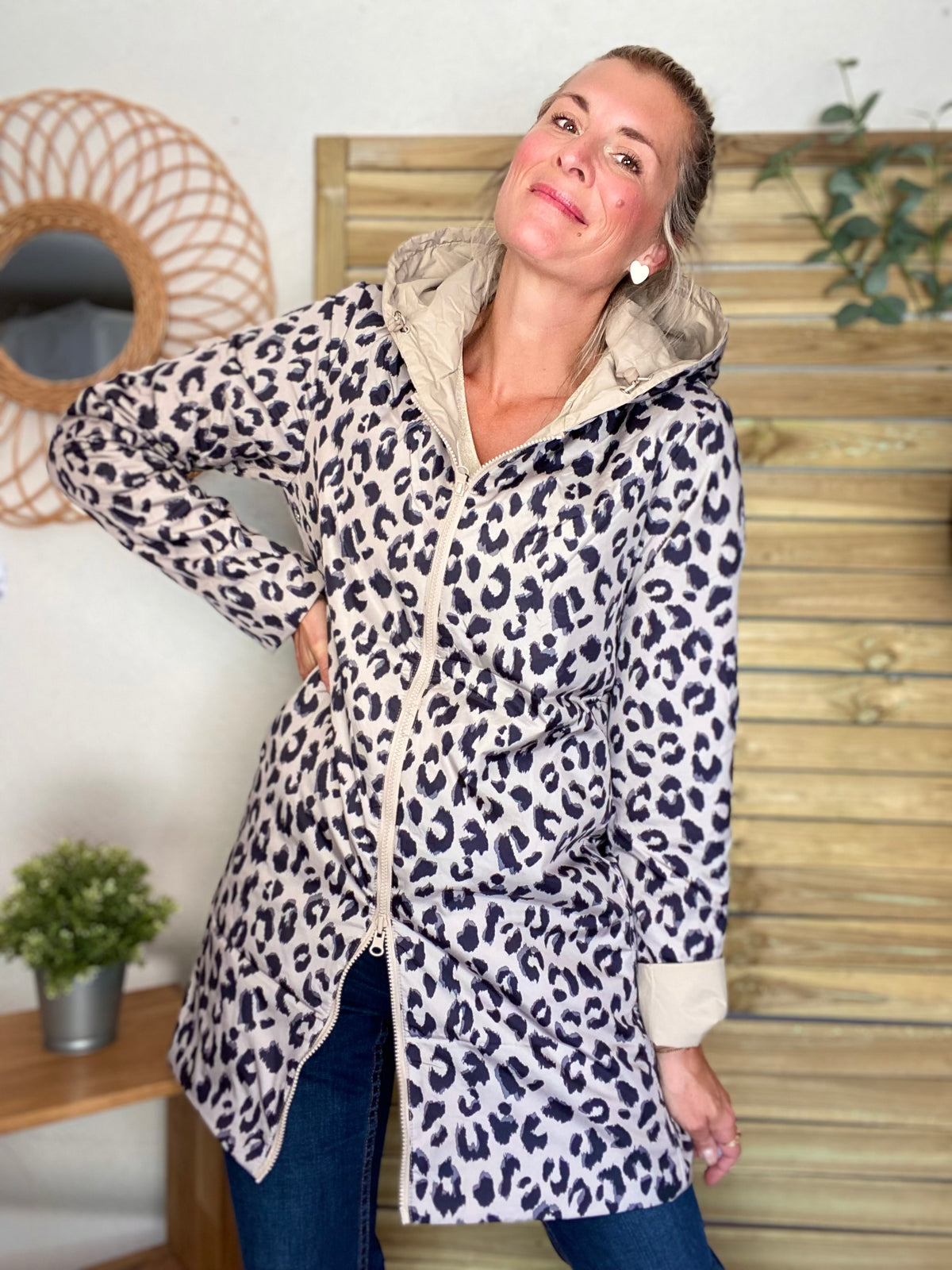 LAURA JO - Imperméable réversible rembourré LOUISON LONG - Beige / Léo