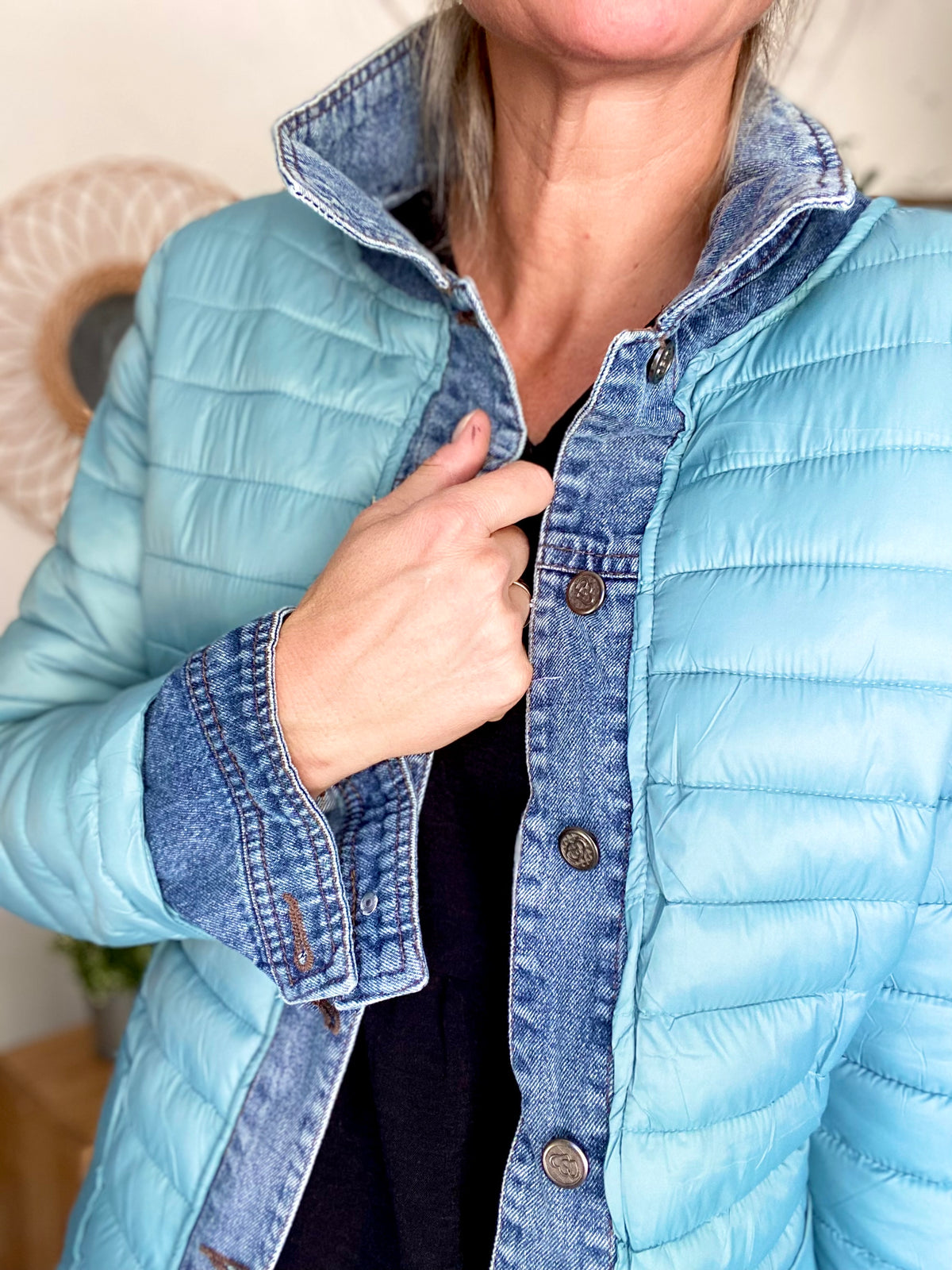 Veste Jean / Doudoune légère JACKIE - Vert sauge - FIN DE SÉRIE