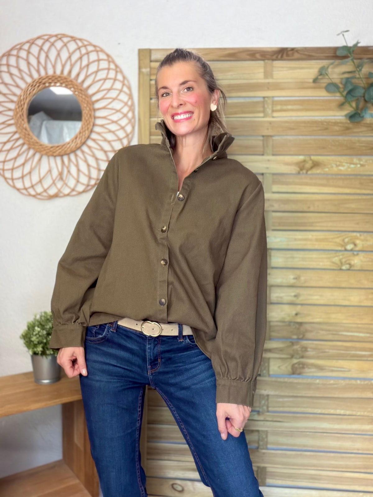 ⚡️ ARRIVAGE • Veste / Chemise en coton, col victorien volanté LISA Kaki