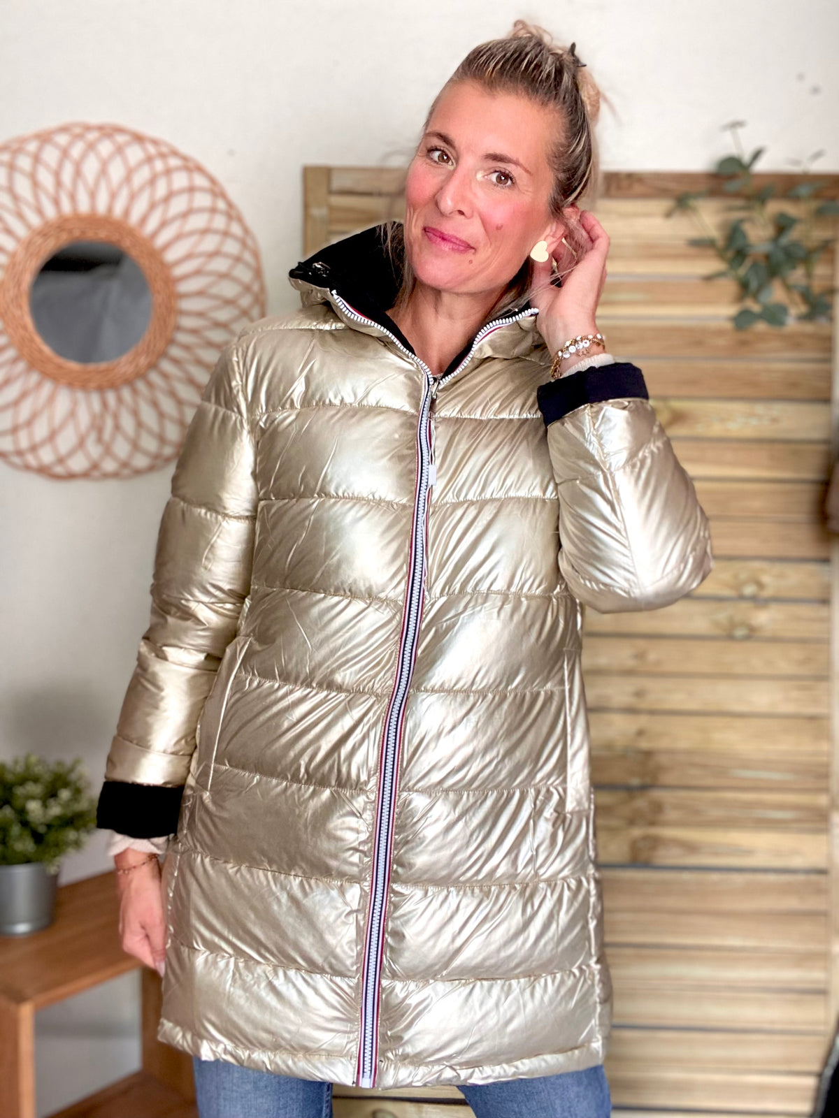 Doudoune imperméable réversible ANGÈLE LONG - Noir - MELYA MELODY