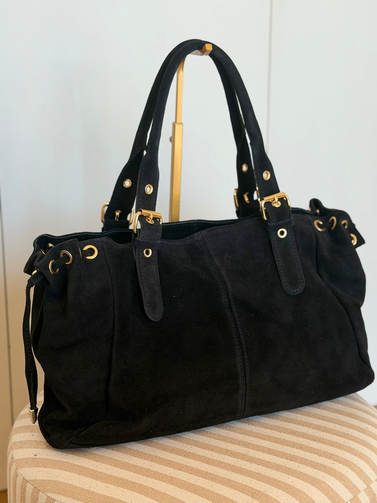 Sac cabas XL en cuir daim • JASPER Noir