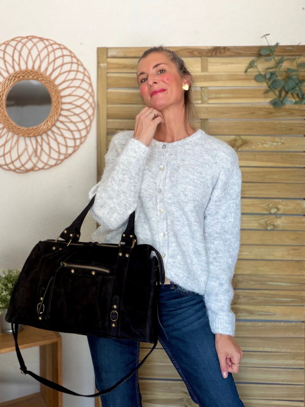 Gilet en maille MERYL - Gris chiné