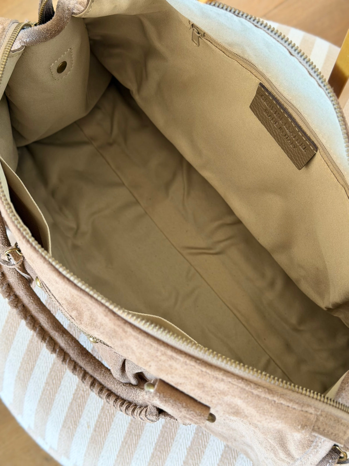 Sac cabas XL en cuir daim • HUNTER Taupe