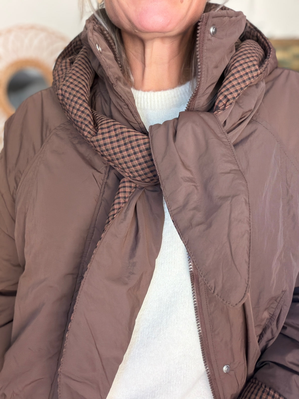 Veste matelassée capuche amovible réversible ODILE Chocolat