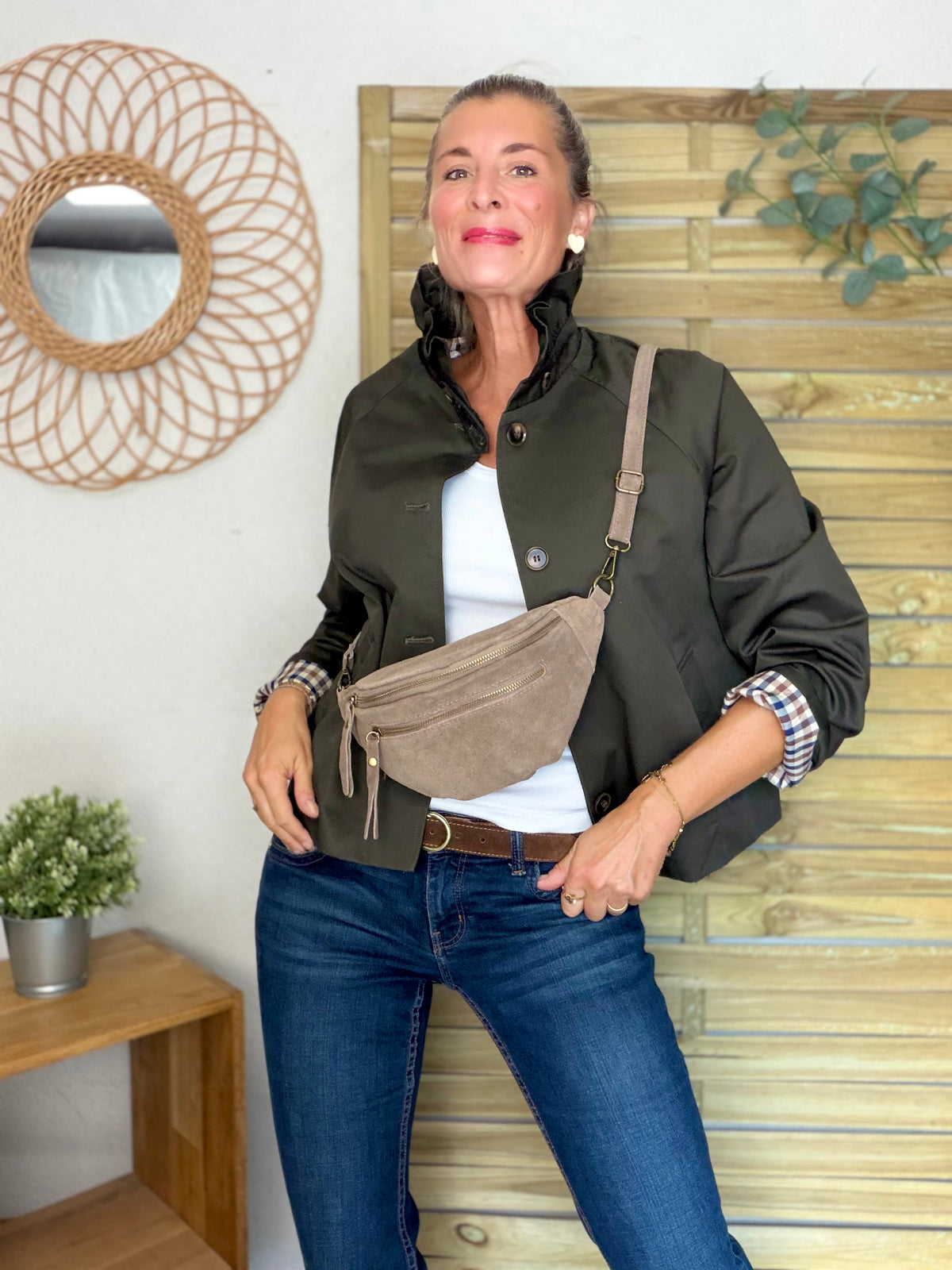 Veste Trench col victorien doublure carreaux - VICTORIA Kaki foncé