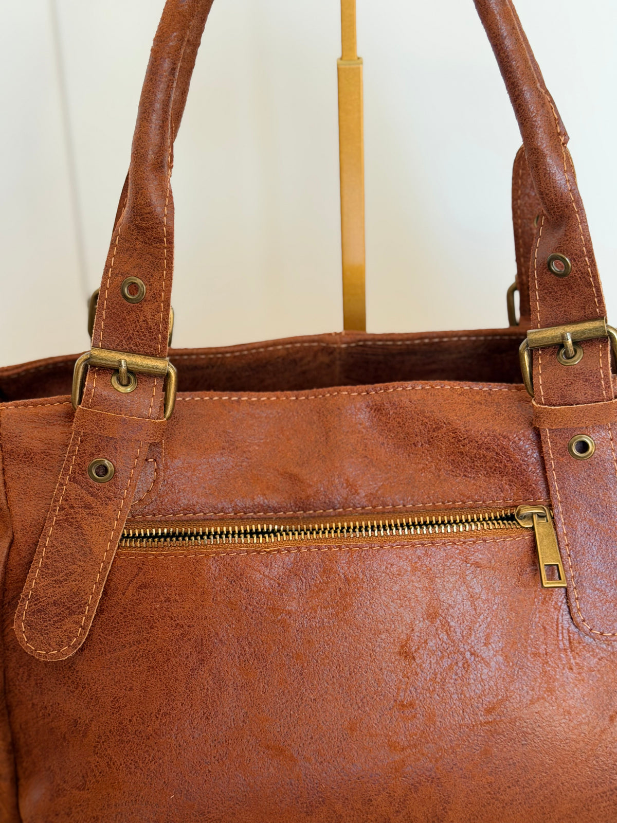 Sac cabas XL en cuir vieilli • COOPER Camel
