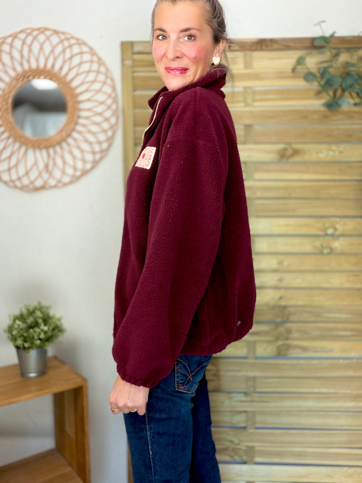 ⚡️ARRIVAGE • Veste teddy Sherpa zippée « Soleil » DORO Bordeaux