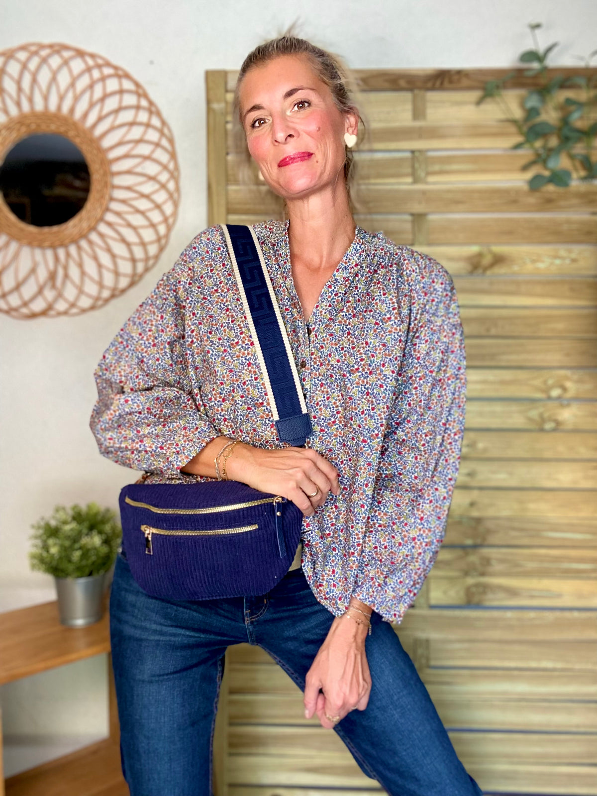 Blouse ample Liberty bleu EDWIGE - FIN DE SÉRIE