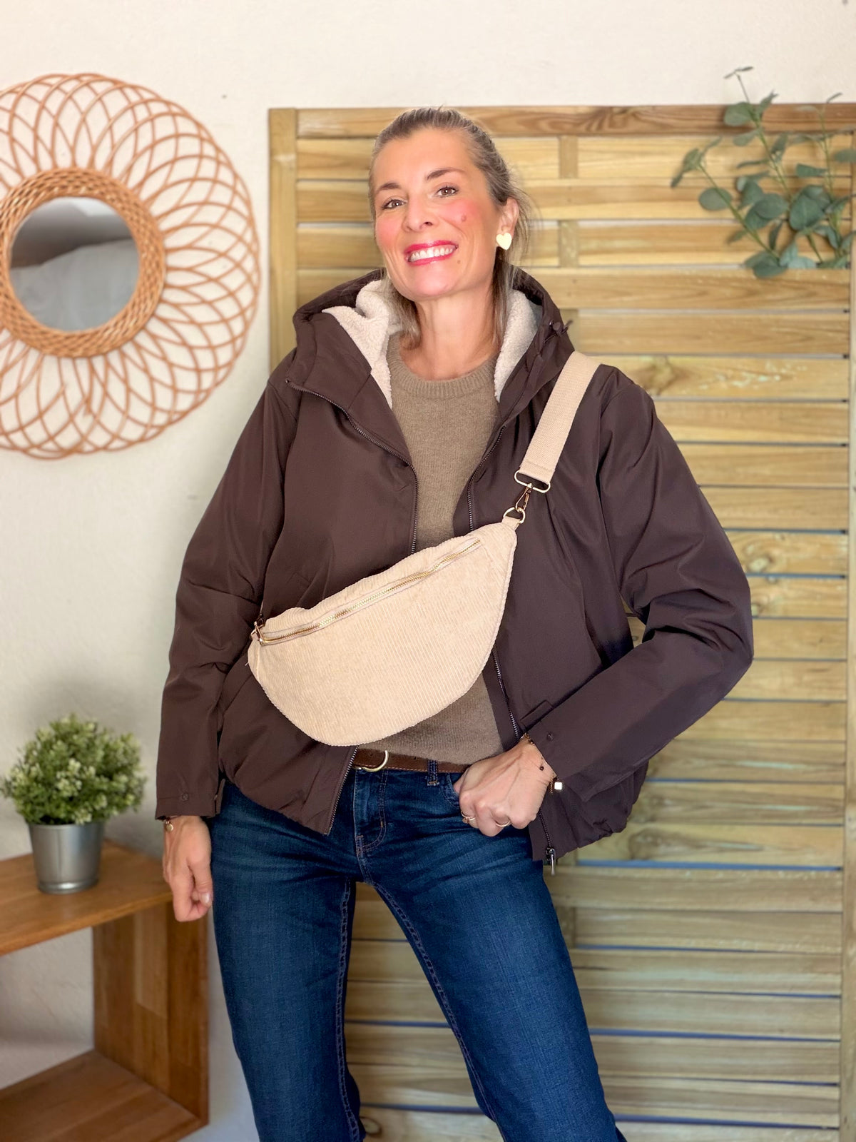 Sac banane XL velours côtelé Ciao Boum - IVY - Beige (20 coloris)
