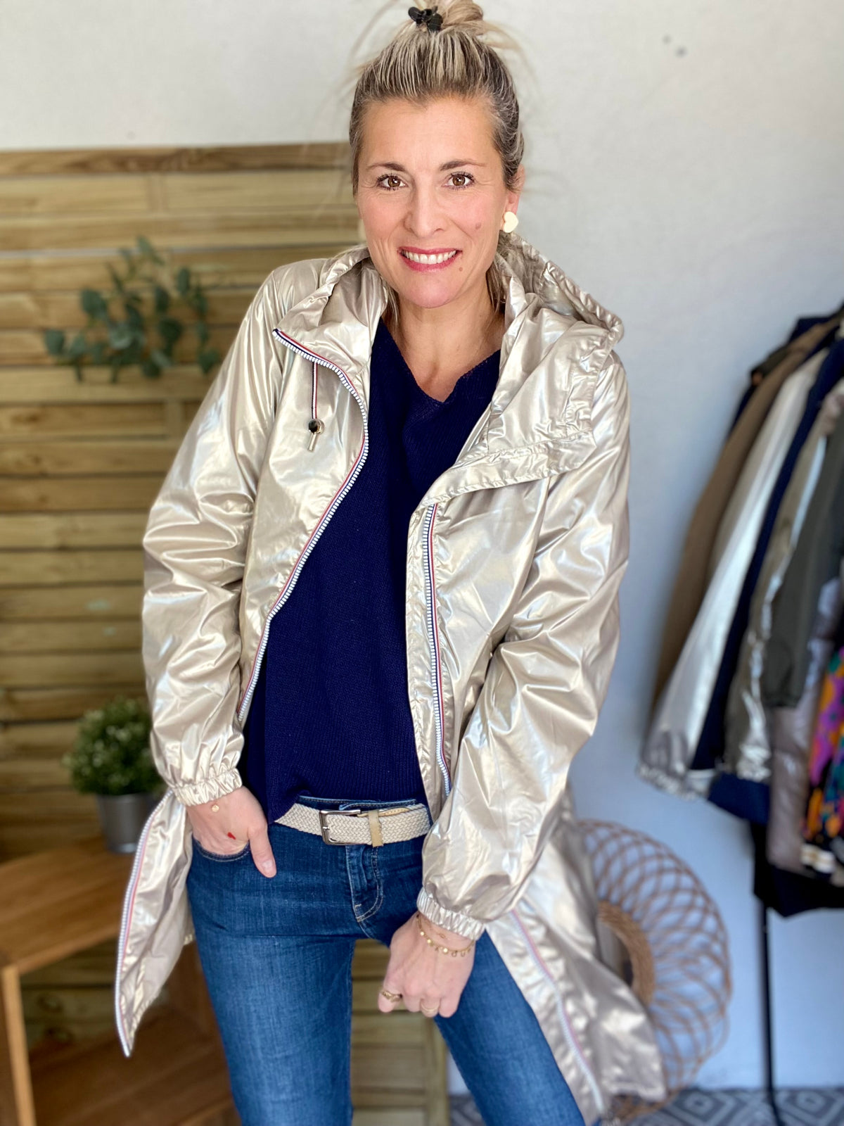 Imperméable mi-saison doublé SOLINE LONG - Doré - LAURA JO - FIN DE SÉRIE