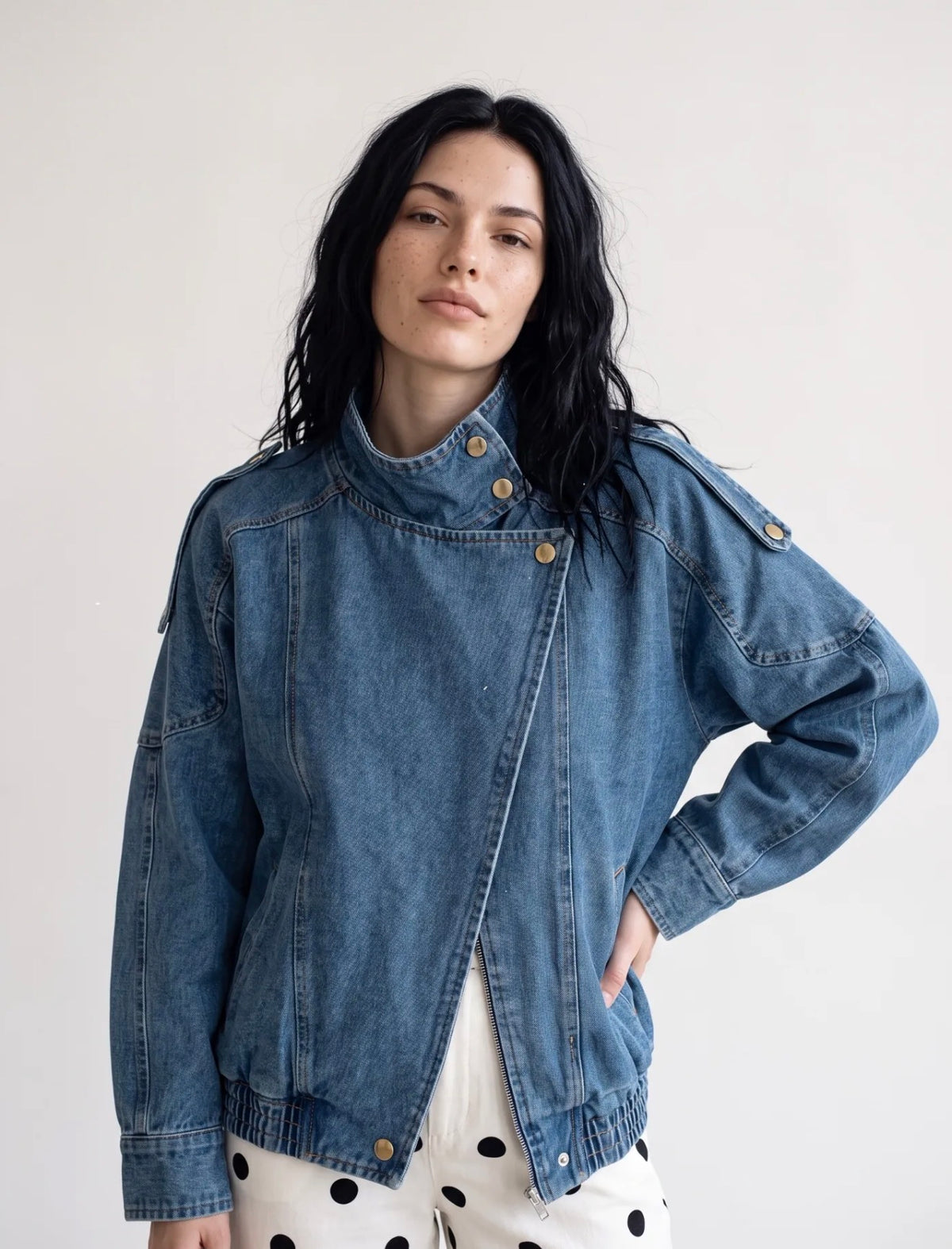⚡️ ARRIVAGE • Veste en jean oversized col montant ARIANE