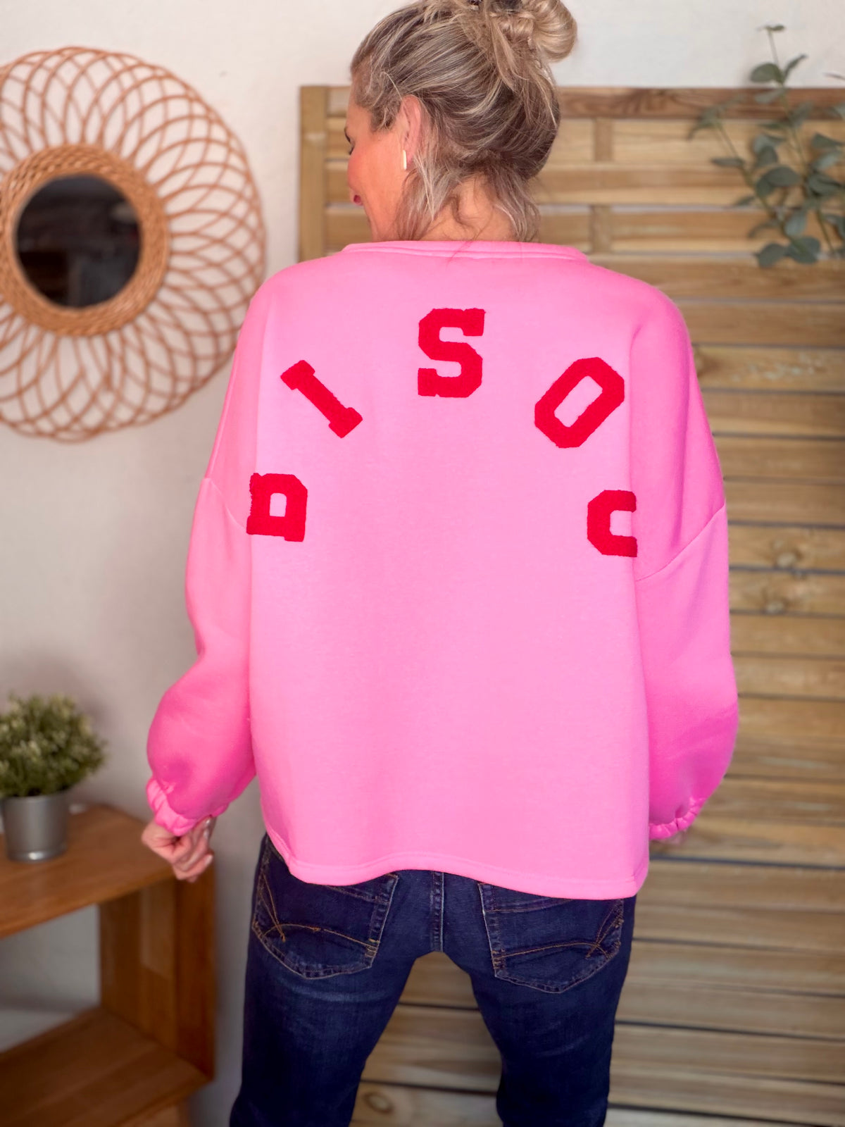 Sweat molleton oversized BISOU Rose / Rouge - MIKA - FIN DE SÉRIE